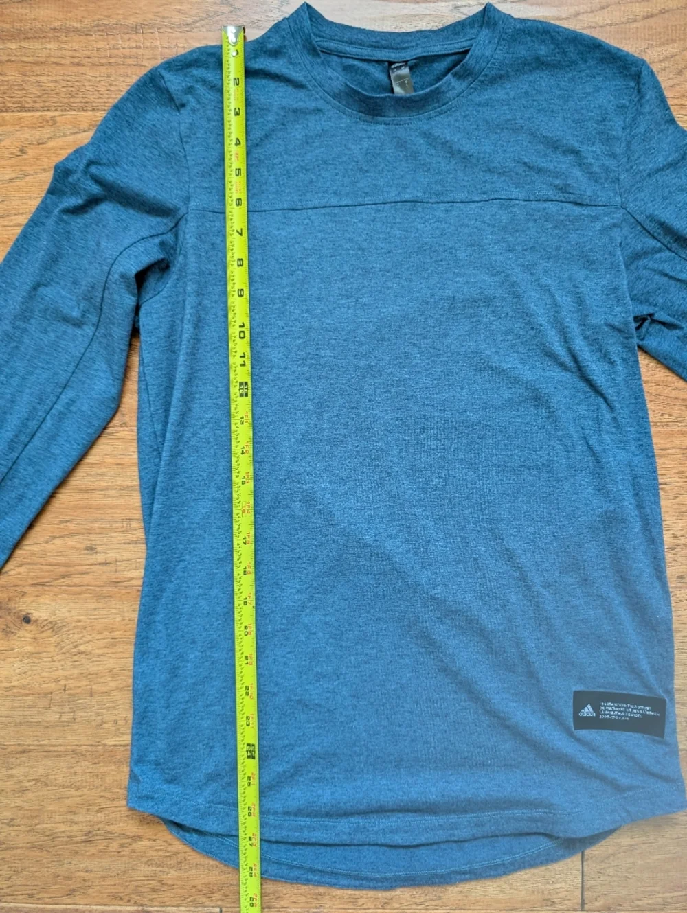 adidas Men's Long-Sleeve Crew Tee - Heather Blue Small